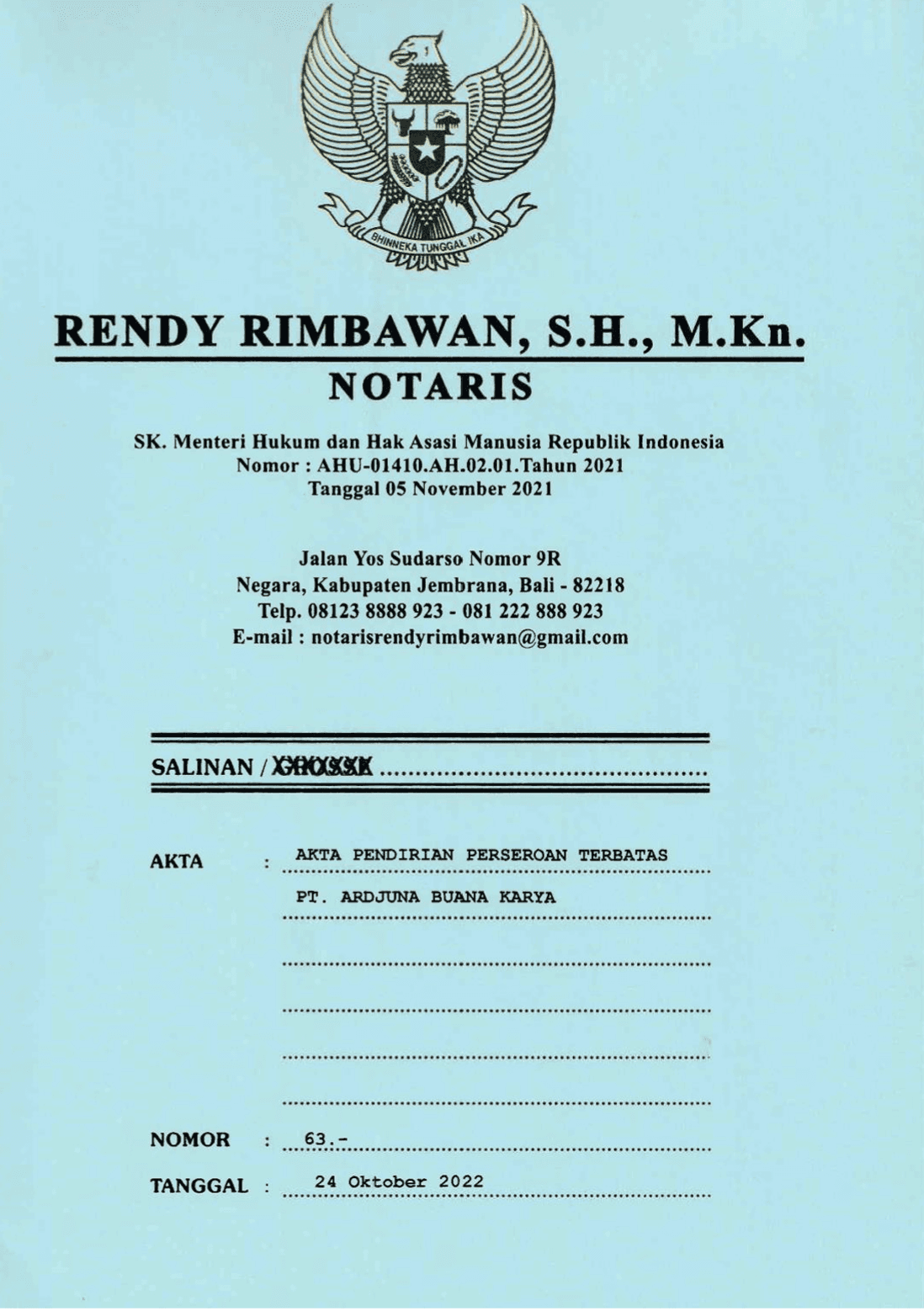 Akta Pendirian Perusahaan